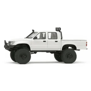 toyota hilux 96 wpl c64 auto rc escala 1-16 sobre superficie rocosa o fondo blanco