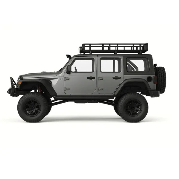 jeep rubicon mn128 auto rc escala 1-12 en fondo natural o sobre terreno rocoso