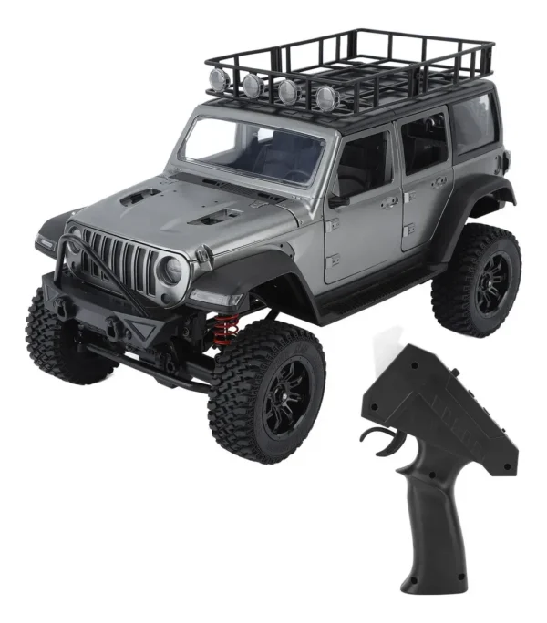 jeep rubicon mn128 auto rc escala 1-12 en fondo natural o sobre terreno rocoso