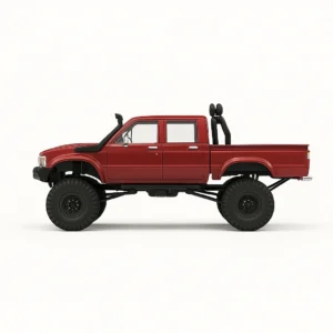 toyota hilux 96 wpl c64 auto rc escala 1-16 sobre superficie rocosa o fondo blanco