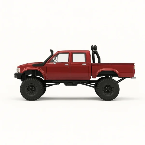 toyota hilux 96 wpl c64 auto rc escala 1-16 sobre superficie rocosa o fondo blanco
