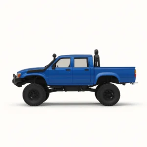 toyota hilux 96 wpl c64 auto rc escala 1-16 sobre superficie rocosa o fondo blanco