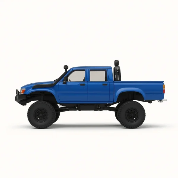 toyota hilux 96 wpl c64 auto rc escala 1-16 sobre superficie rocosa o fondo blanco