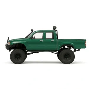 toyota hilux 96 wpl c64 auto rc escala 1-16 sobre superficie rocosa o fondo blanco