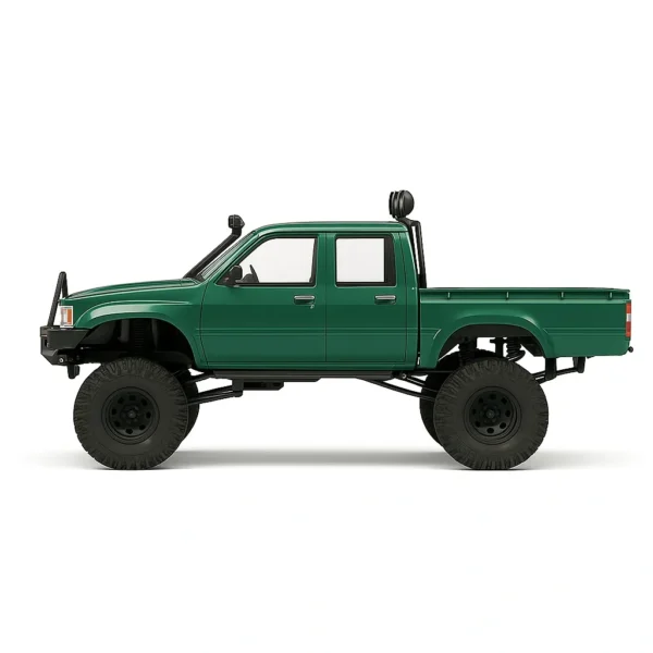 toyota hilux 96 wpl c64 auto rc escala 1-16 sobre superficie rocosa o fondo blanco